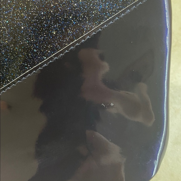Lancome Paris Navy Blue Cosmetic Bag Glitter Patent Makeup Pouch Case - Picture 12 of 12